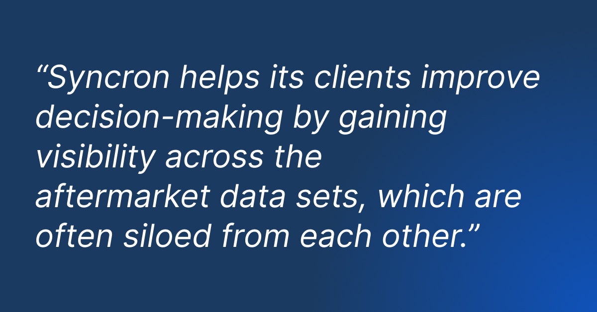 Syncron Recognized in IDC MarketScape for AI-Enabled Service Lifecycle Management