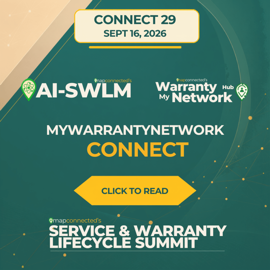 MyWarrantyNetwork CONNECT 29 newsletter cover dated September 16, 2026, from MAPconnected.