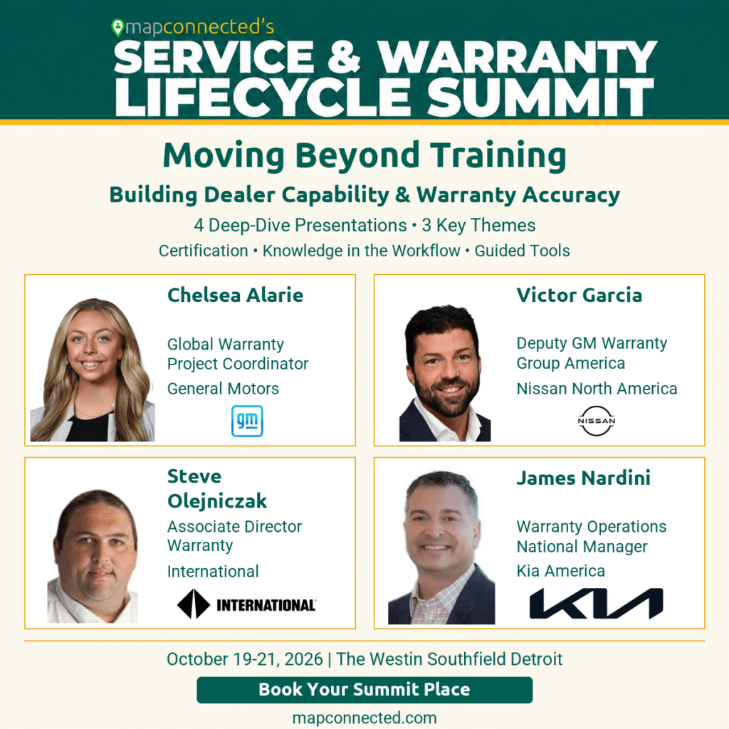 Chelsea Alarie, Victor Garcia, Steve Olejniczak and James Nardini featured in the MAPconnected Warranty Admin Training session.