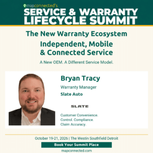 Bryan Tracy of Slate Auto featured in The New Warranty Ecosystem: Independent, Mobile & Connected Service.