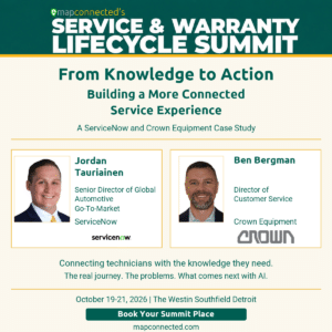 Jordan Tauriainen of ServiceNow and Ben Bergman of Crown Equipment featured in From Knowledge to Action: Building a More Connected Service Experience.