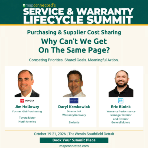 Jim Holloway, formerly of Toyota, Daryl Kreskowiak of Stellantis and Eric Bloink of General Motors featured on the Summit Purchasing Panel artwork.